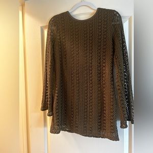 Green long sleeve Crochet dress